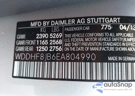 2014 Mercedes-Benz E 350 4Matic из США, поврежденный, VIN WDDHF8JB6EA804990